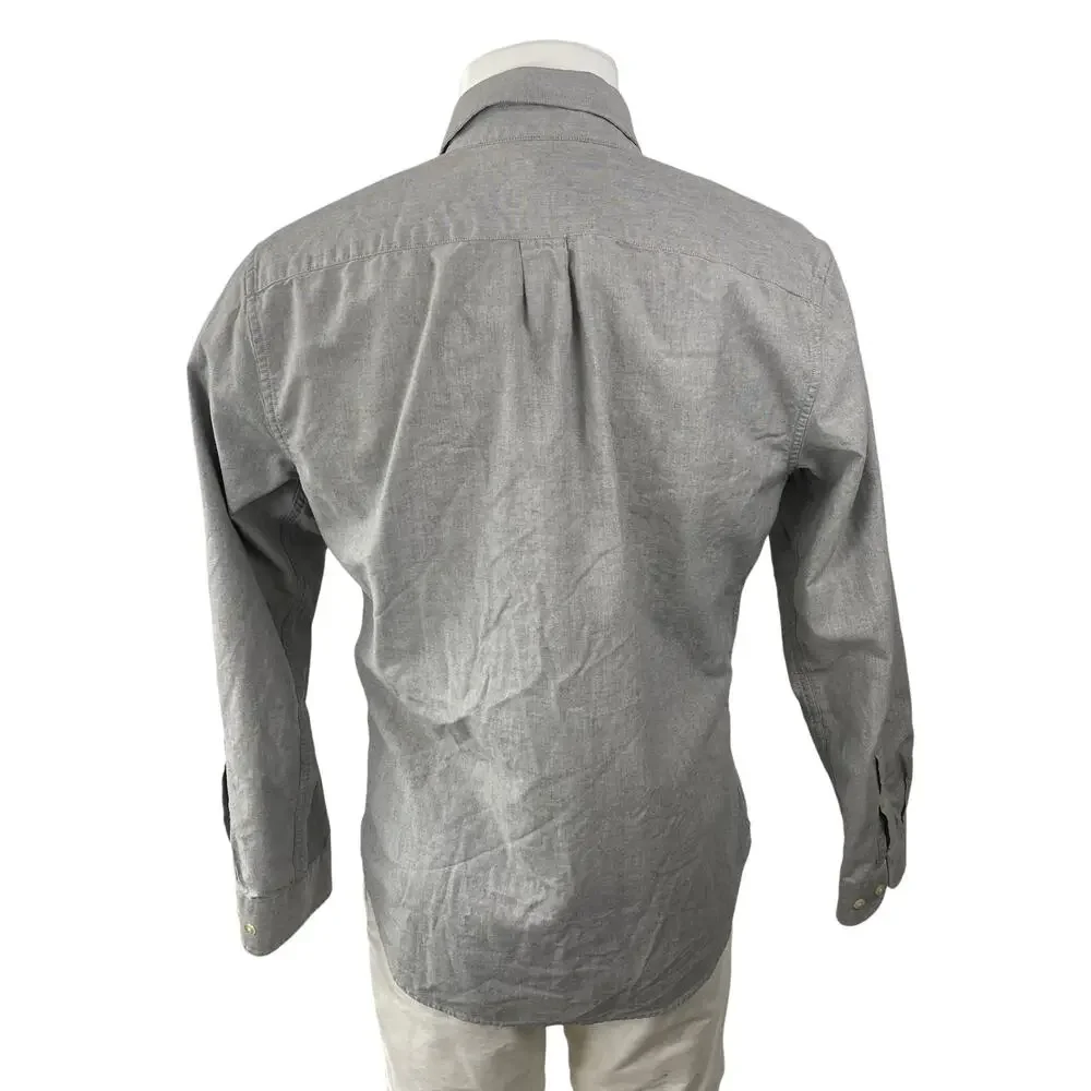 Banana Republic Men's Gray Grant Fit Oxford Long Sleeve Button Down Shirt Top M